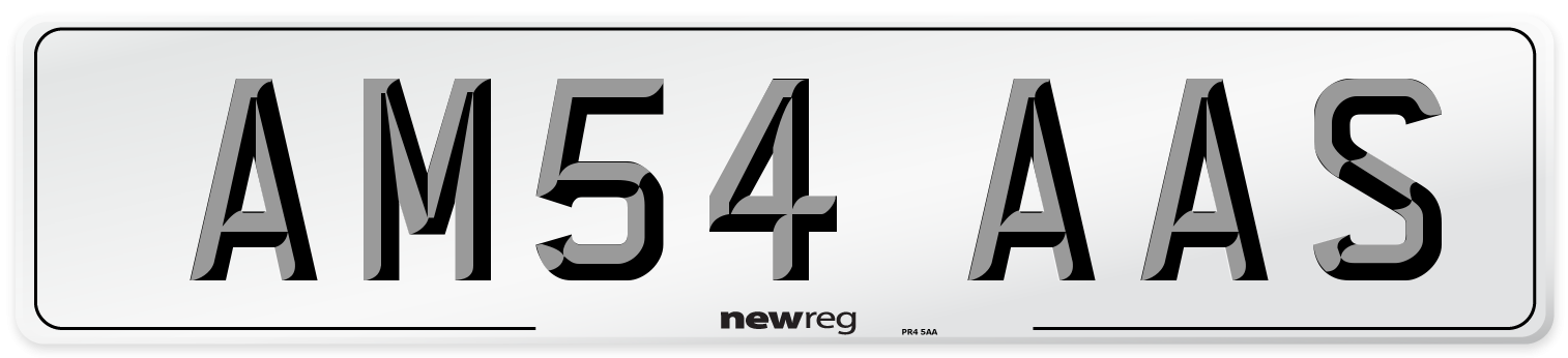 AM54 AAS Number Plate from New Reg